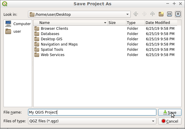 QGIS project location