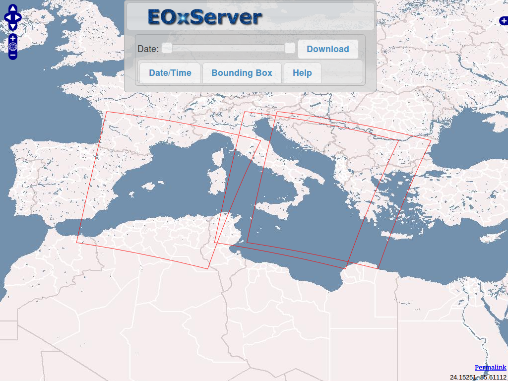 EOxServer demonstration embedded client outlines
