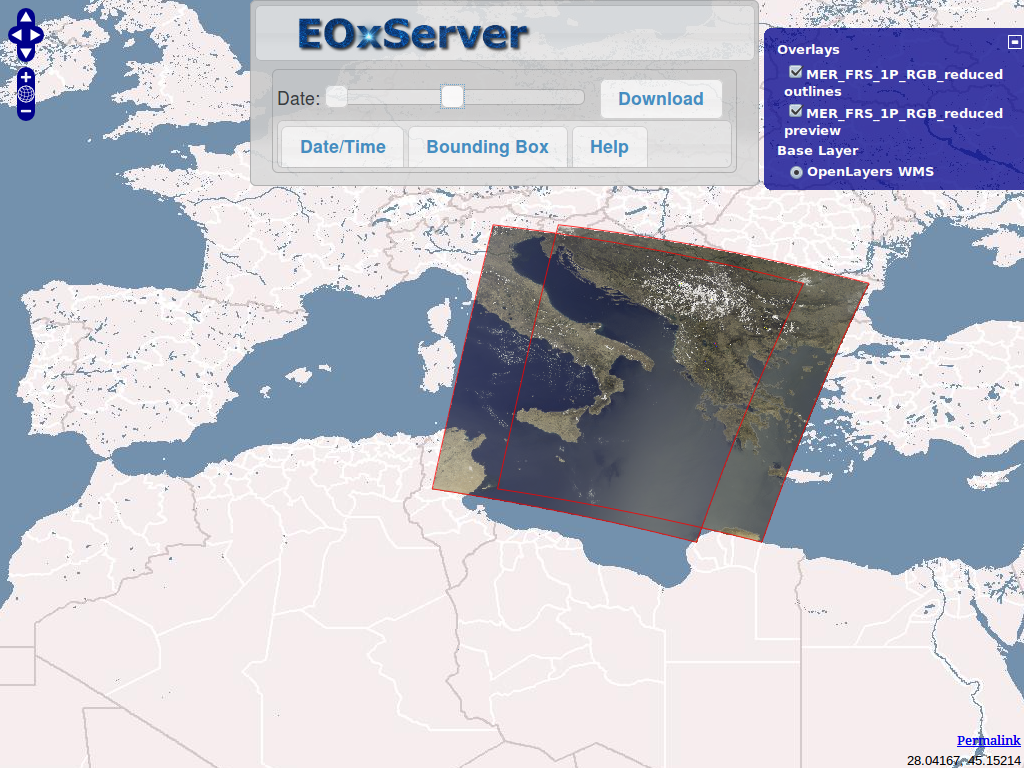 EOxServer demonstration embedded client date change